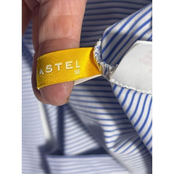 Louis Castel Blue White Striped 1/4 Zip Pullover Long Sleeve T-Shirt Medium - Picture 4 of 8